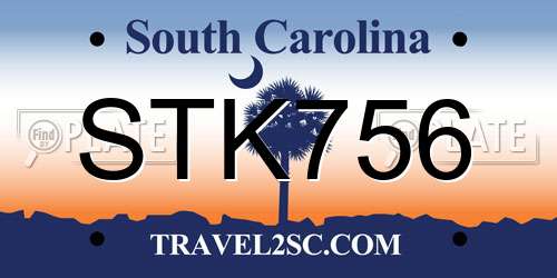 STK756 South Carolina License Plate