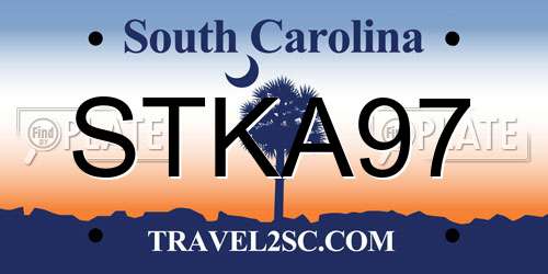 STKA97 South Carolina License Plate