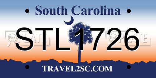 STL1726 South Carolina License Plate