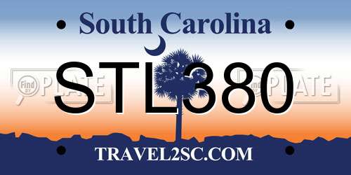 STL380 South Carolina License Plate