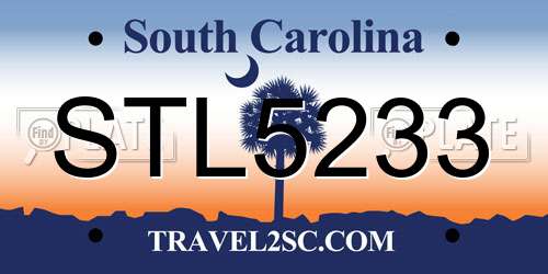 STL5233 South Carolina License Plate