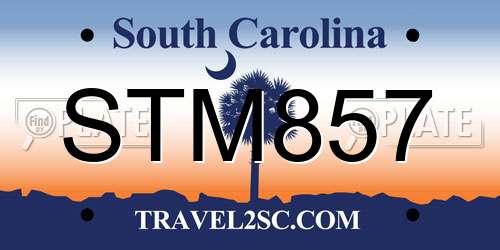 STM857 South Carolina License Plate