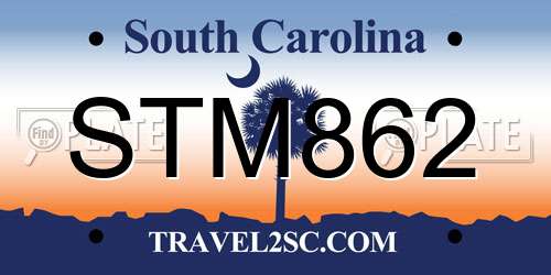 STM862 South Carolina License Plate