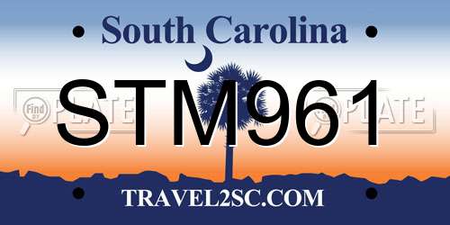 STM961 South Carolina License Plate