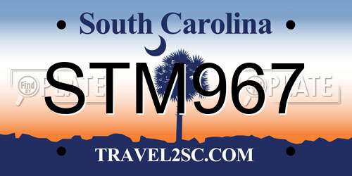 STM967 South Carolina License Plate
