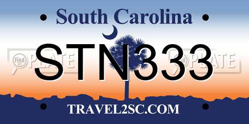STN333 South Carolina License Plate