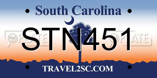 STN451 South Carolina License Plate