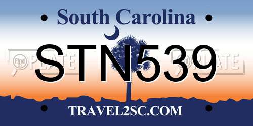 STN539 South Carolina License Plate