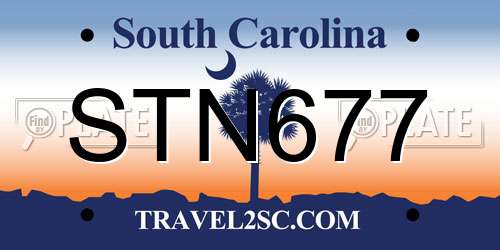 STN677 South Carolina License Plate