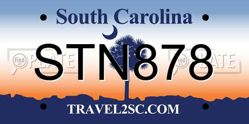 STN878 South Carolina License Plate