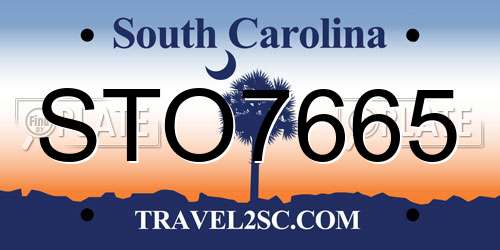 STO7665 South Carolina License Plate