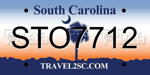STO7712 South Carolina License Plate