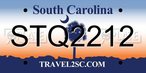 STQ2212 South Carolina License Plate