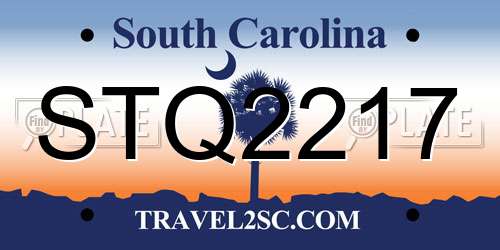 STQ2217 South Carolina License Plate
