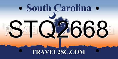 STQ2668 South Carolina License Plate
