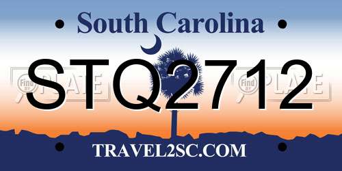 STQ2712 South Carolina License Plate