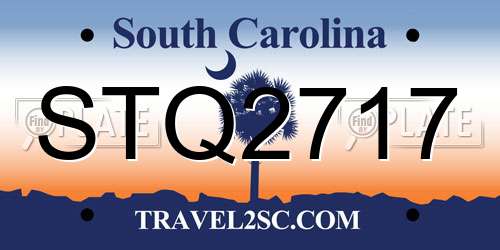 STQ2717 South Carolina License Plate