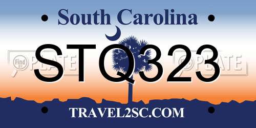 STQ323 South Carolina License Plate