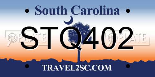 STQ402 South Carolina License Plate