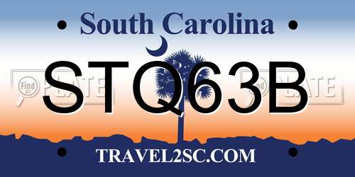 STQ63B South Carolina License Plate