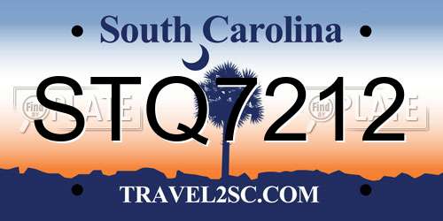 STQ7212 South Carolina License Plate