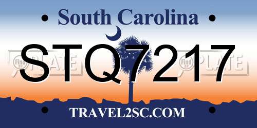 STQ7217 South Carolina License Plate