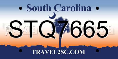 STQ7665 South Carolina License Plate