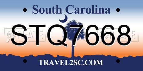 STQ7668 South Carolina License Plate