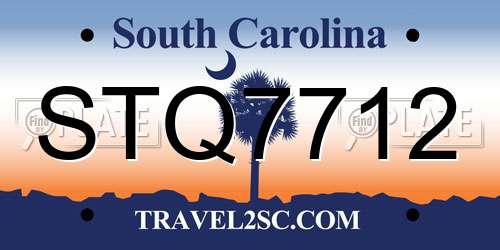 STQ7712 South Carolina License Plate
