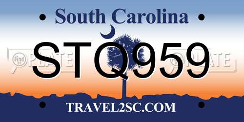STQ959 South Carolina License Plate
