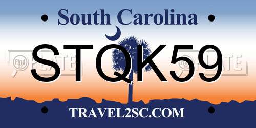 STQK59 South Carolina License Plate