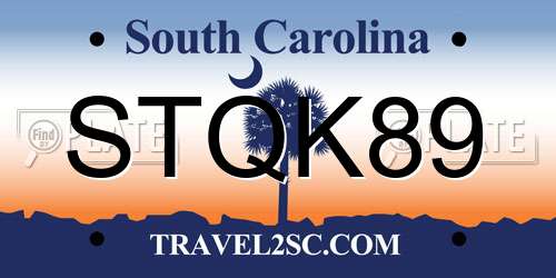STQK89 South Carolina License Plate