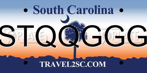 STQQGGG South Carolina License Plate