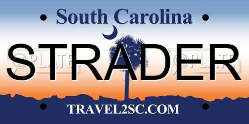 STRADER South Carolina License Plate