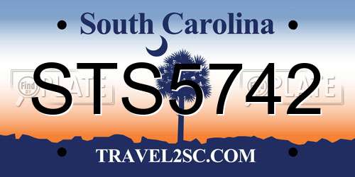 STS5742 South Carolina License Plate