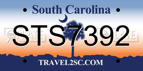 STS7392 South Carolina License Plate