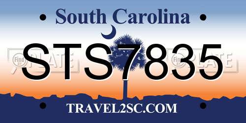 STS7835 South Carolina License Plate
