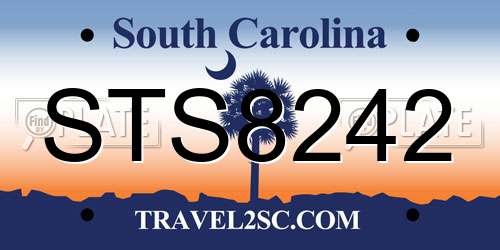 STS8242 South Carolina License Plate