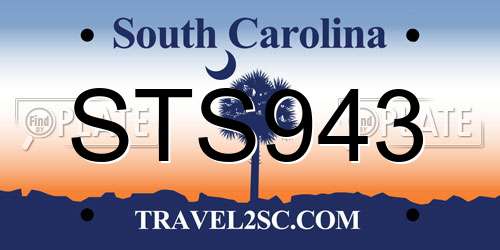 STS943 South Carolina License Plate