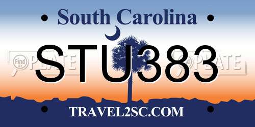 STU383 South Carolina License Plate