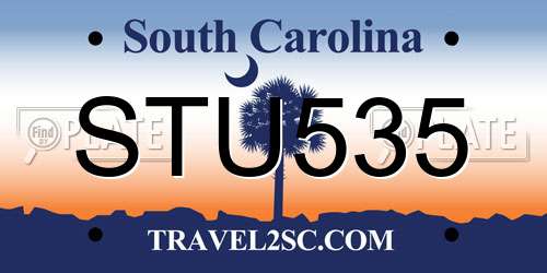 STU535 South Carolina License Plate