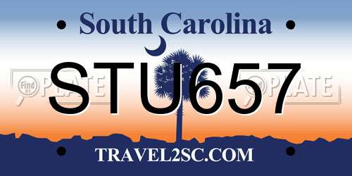 STU657 South Carolina License Plate
