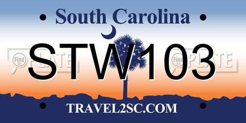STW103 South Carolina License Plate