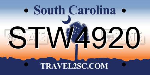STW4920 South Carolina License Plate