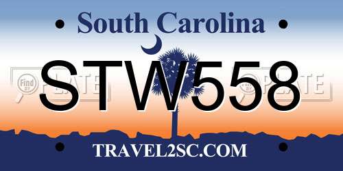 STW558 South Carolina License Plate