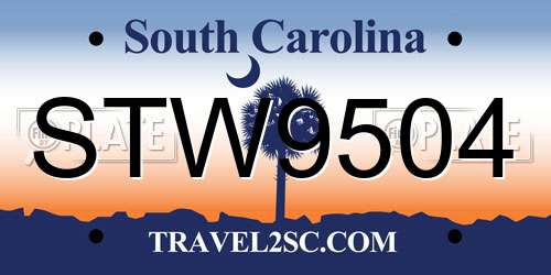 STW9504 South Carolina License Plate