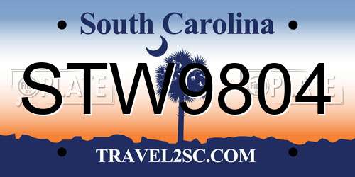 STW9804 South Carolina License Plate