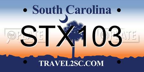 STX103 South Carolina License Plate