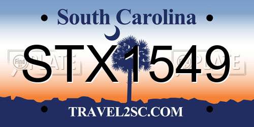 STX1549 South Carolina License Plate
