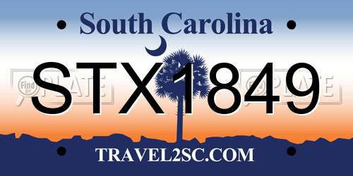 STX1849 South Carolina License Plate